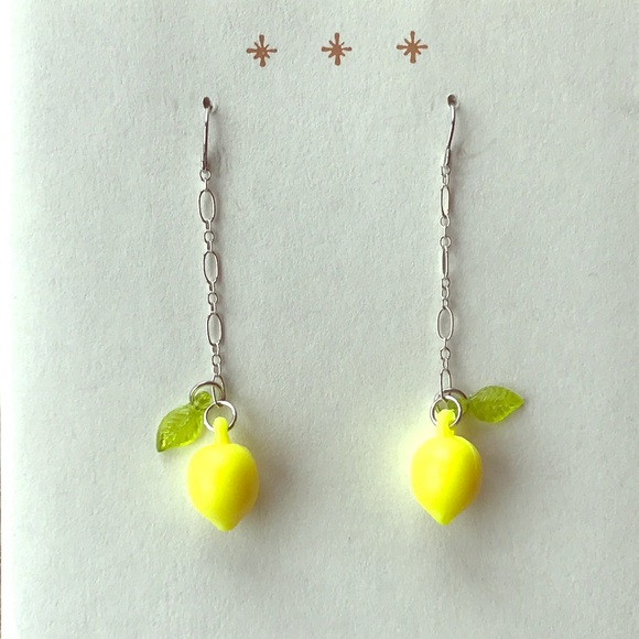 Vintage Jewelry - NWT Vintage Lemon 🍋 Bead Earrings Sterling Silver